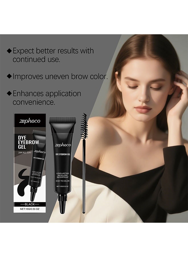 zephoco Black Waterproof Long-lasting Eyebrow Gel- Smooth Texture for Daily Application, Easy to Apply for Beginners 15g(#Black) - Image 5